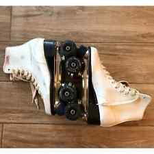 Patines vintage de cuero para mujer blancos rojos roller derby 4 ruedas cuádruples talla 8 segunda mano  Embacar hacia Argentina