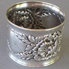 Used, Antique c1904 STERLING Silver Napkin Ring Répoussé POPPIES + Leaves 16g * Marked for sale  Shipping to Canada