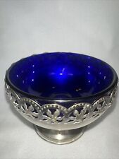 Used, Vintage Silver Plate Bowl Cobalt Blue Glass Liner - Candy/ Nut /Jelly/Sugar Bowl for sale  Shipping to South Africa
