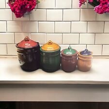 Canister Set of 4 Air Tight Lids Colorful Speckled Clean No Cracks Or Chips, used for sale  Shipping to South Africa