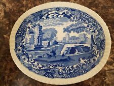 Vintage Copeland Spode's Italian Blue & White Oval Pot Stand Piecrust Rim, used for sale  MORECAMBE