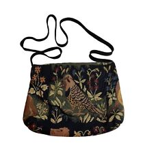 Bolsa de tapete tapeçaria aba tiracolo floresta criatura flora fauna feita à mão preta comprar usado  Enviando para Brazil