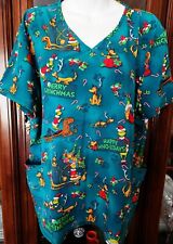 Women's PLUS Dr. Suess Green Christmas Grinch Scrub Top ~ Size 2XL (Long) for sale  Shipping to South Africa