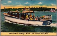 1954 Maine Linen Postcard "Sightseeing Boat VIKING Augusta Bath Boothbay Harbor" for sale  Shipping to South Africa