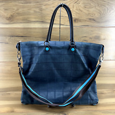 Used, Gabs Italian Leather Piatta Convertible Tote Navy Blue Patchwork Leather Zip Bag for sale  Shipping to South Africa