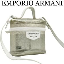 Mini bolsa de ombro Emporio Armani vinil PVC branco/glitter bolsa de mão J2 comprar usado  Enviando para Brazil