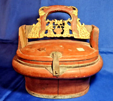 XIX°-Antico Cesto Nuziale Cinese-Sigillo Cera Lacca-Cina Wedding Basket Red Wood comprar usado  Enviando para Brazil