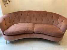 Pink blush velvet button curve sofa gold trim 4 seater DFS Narnia, used for sale  UK