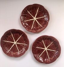3 Wine Red Bordallo Pinheiro Portugal Lettuce Cabbage Salad Plates 7.5" for sale  Shipping to Canada