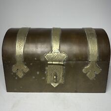 Antique Copper Brass Banded Domed Strongbox Treasure Chest Keepsake Box 7.25” L for sale  Shipping to South Africa