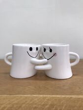 Cute Hugging Mugs His & Hers Tea Coffee Happy Couples Hugging Mugs White Ceramic for sale  BURY ST. EDMUNDS