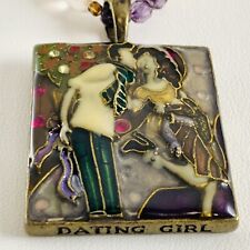 Vintage Enamel Resin "DATING GIRL" Pendant Beaded Necklace 21" for sale  Shipping to South Africa