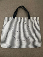 anya hindmarch striped cotton tote bag leather handles  for sale  GLASGOW