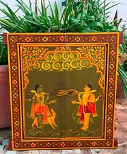 Antique wooden window god bhairav painted jharokha old wall hanging frame panel for sale  Shipping to South Africa