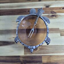Tartaruga marinha Hors D'oeuvres prato tigela de metal e vidro com garfo decoração de cozinha costeira comprar usado  Enviando para Brazil