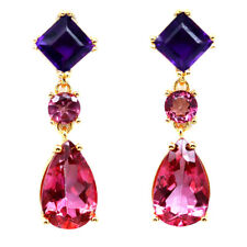 Pink Mystic Topas & Amethyst Ohrringe 925 Sterlingsilber 18K Vergoldet comprar usado  Enviando para Brazil