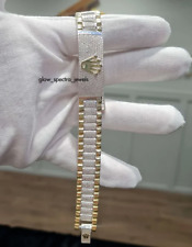 Pulseira masculina Link 9 quilates redonda moissanita real prata 925 dois tons folheada a ouro, usado comprar usado  Enviando para Brazil