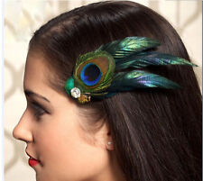 Usado, UK1920's Flapper verde pena de pavão diamante clipe fascinador cabeleireiro casamento comprar usado  Enviando para Brazil