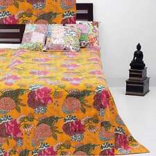 Indian Handmade Kantha Quilt Vintage Bedspread Throw Cotton Blanket Gudari Queen segunda mano  Embacar hacia Mexico