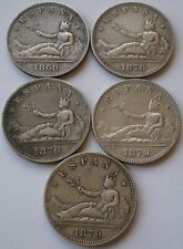 LOTE 5 monedas: Gobierno Provisional: 2 pesetas de 1869 -1870 - PLATA segunda mano  Valencia