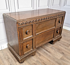 Large Antique Oak Mule Style Carved Chest Of Drawers - Coffer - Storage Vintage for sale  Shipping to South Africa