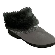 Isotoner Ankle Boot Womens Size 9.5 - 10 Gray Luka Faux Fur Slipper Shoe Cabin, used for sale  Shipping to South Africa