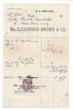 Used, 1896 Alexander Brown & co St Vincent st Glasgow invoice Lady Stuart Menteth for sale  Shipping to South Africa