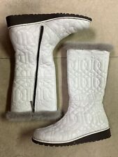 Donald J Pliner White Quilted Leather Mink Trim Boots Size 7.5 M for sale  Shipping to South Africa