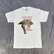 Camisa masculina vintage Hep Cat Hanes 1996 adultos média algodão marfim atitude gato ruim comprar usado  Enviando para Brazil
