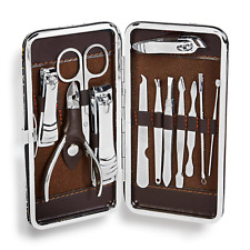 12 peças conjunto de cortador de unhas cuidado manicure pedicure kit de ferramentas pinças de cutícula, usado comprar usado  Enviando para Brazil
