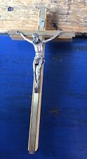 VINTAGE Crucifix Jesus Hanging  Wooden & BRASS Cross for sale  Shipping to South Africa