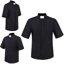 Men's Tab Collar Clergy Shirt Blessed Priest Preacher Shirt Tops Cosplay Costume for sale  Shipping to South Africa