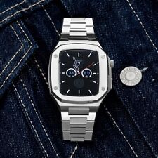 Usado, Kit mod de aço inoxidável pulseira estojo para Apple Watch 9 8 7 6 pulseira 41/44/45mm comprar usado  Enviando para Brazil