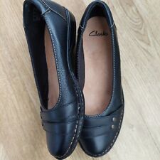Clarks Womens Black Leather Shoes Size 6 for sale  Shipping to South Africa
