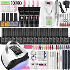 Gel Nail Polish Set with LED Lamp Full Manicure Set Gel Kit Finger Set for Nails, used for sale  Shipping to South Africa