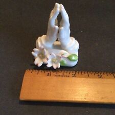 Small Ceramic Praying Hands White with Flower 2 inch for sale  Hedgesville