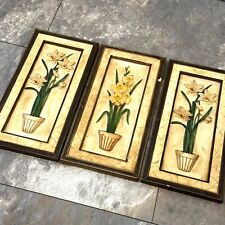 Set Of 3 Vintage Marks And Spencer’s Floral 3D Wall Plaques Rustic  for sale  Shipping to South Africa