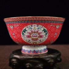 Antiga tigela chinesa de porcelana esmalte cor pintada flores padrão 519 comprar usado  Enviando para Brazil