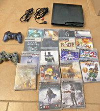 SONY PS3 WITH 18 GAMES AND 2 CONTROLLERS, used for sale  Shipping to South Africa