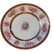 Prato de jantar antigo de porcelana J & C Tatler rosas rosa detalhes dourados 9 3/4", usado comprar usado  Enviando para Brazil