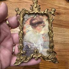 Antique Art Nouveau Frame Gold Brass Bronze Ornate Iris Flower Standing for sale  Shipping to South Africa