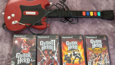 Lote de 4 jogos e guitarra Guitar Hero (PlayStation 2) (1,2, World Tour Aerosmith) comprar usado  Enviando para Brazil