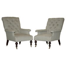 FINE PAIR OF ANTIQUE ORIGINAL WILLIAM MORRIS & CO EDINBURGH STAMPED ARMCHAIRS for sale  Shipping to South Africa