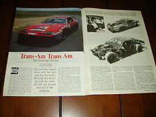 1982 PONTIAC TRANS AM ROAD RACE CAR   ***ORIGINAL ARTICLE*** for sale  Shipping to United Kingdom
