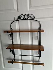GREEN METAL AND WOOD KITCHEN WALL SHELVES WITH ROLL HOLDER VINTAGE SHABBY CHIC for sale  Shipping to South Africa