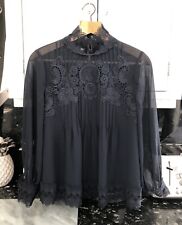 Ladies Embroided Lace Navy Blouse Top By Ted Baker Size 2 Uk Size 10 for sale  Shipping to South Africa