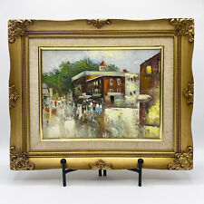 Used, Vintage Framed European Street Print on Canvas with Hand Embellished Brushstroke for sale  Shipping to South Africa