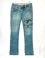 Jeans jeans Colcci desgastado caveira cintura baixa feminino EUA tamanho 1 sutiã 36 comprar usado  Enviando para Brazil