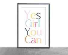 Yes Girl You Can- Citação de texto - arte colorida - pôster feminista positivo comprar usado  Enviando para Brazil