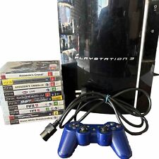 Playstation 3 PS3 Fat Console 80GB CECHH02 BUNDLE  + 10 Games + Controller Blue for sale  Shipping to South Africa